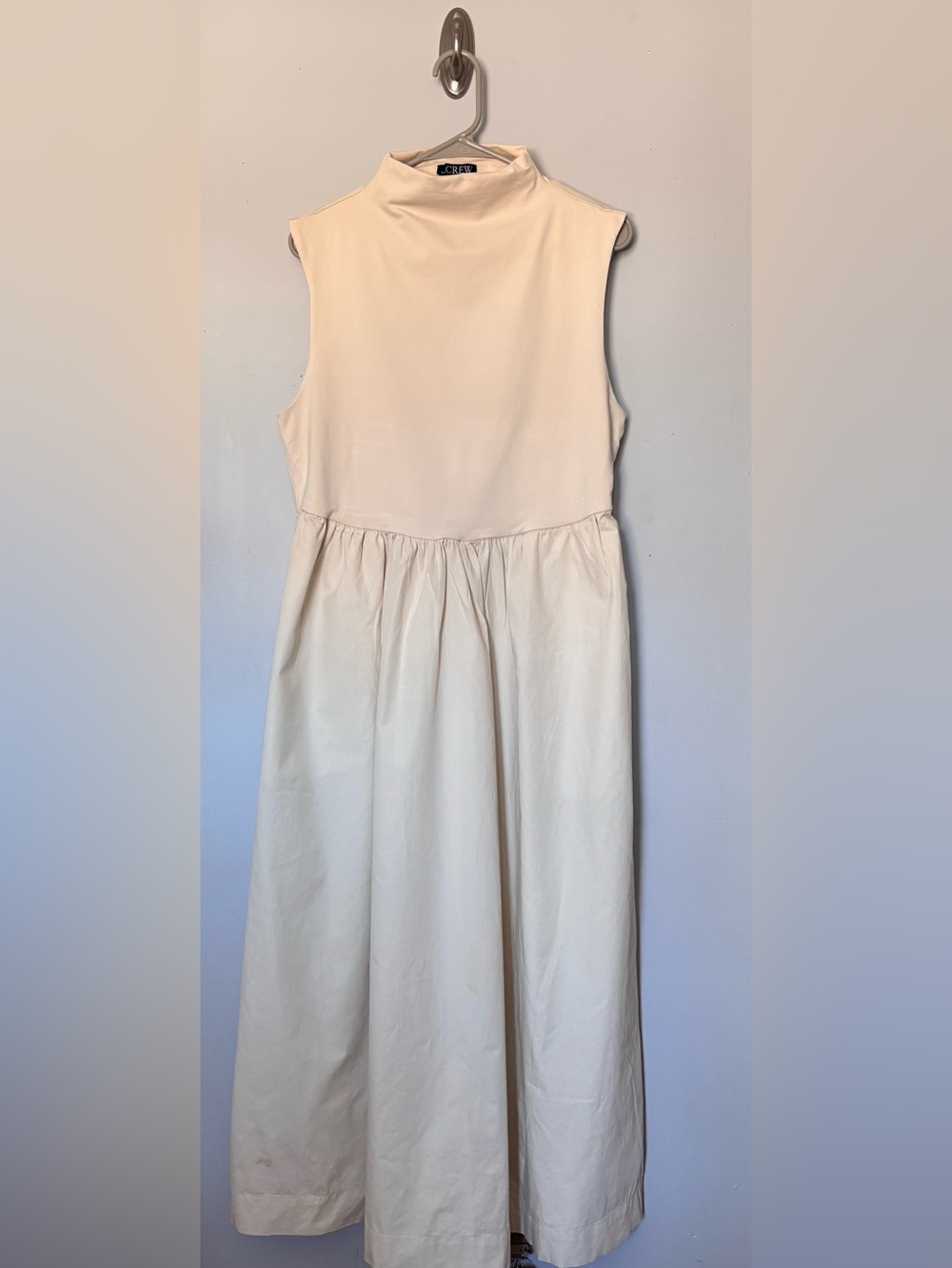 J. Crew Sleeveless Cream High-Neck A-Line Dress